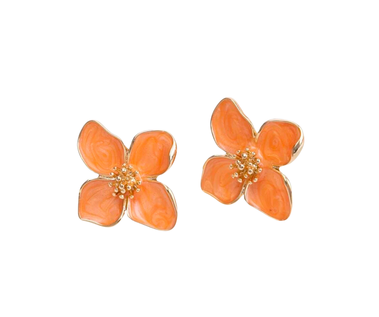 Oranje bloem oorbel